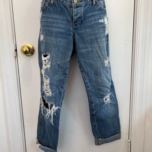 Hollister 7 low rise ripped blue straight jeans